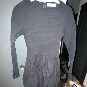 Petal & Pup Black Textured Long Sleeve Dress